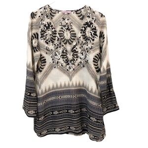 Calypso St. Barth | Gauze Embroidered Boho Tunic Top Small Swim Beach
